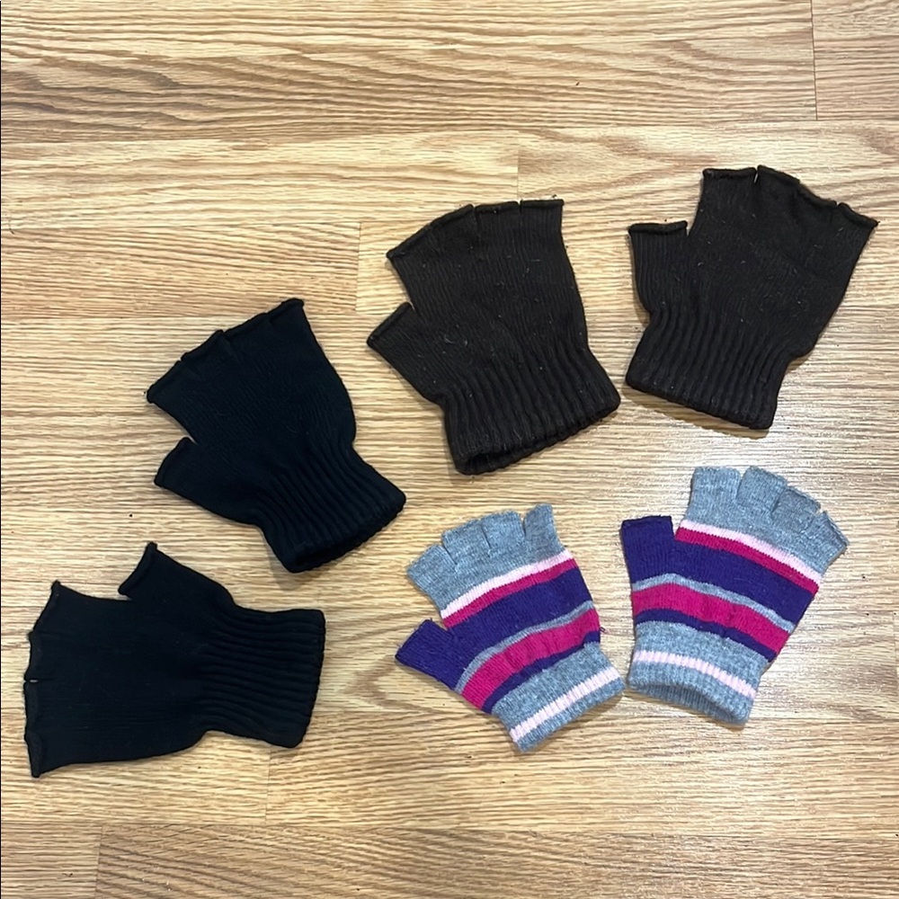 Women’s Fingerless Gloves Set - Black, Brown, and Multicolor